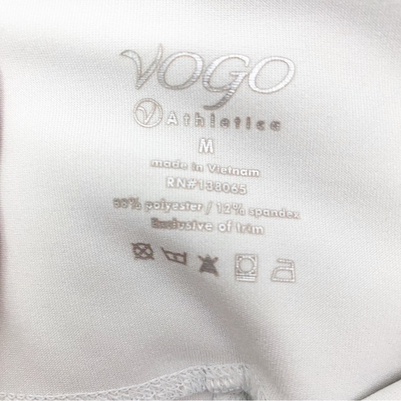 Vogo White Shimmer 7/8 Length Athletic Legging Tights M - Picture 4 of 5